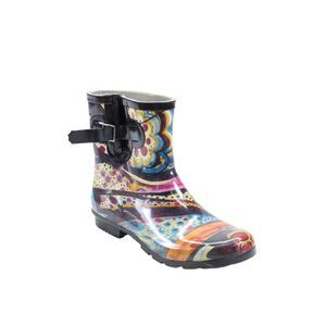 Nomad Womens Abstract Print Round Toe Pull On Ankle Rainboots Multicolor Size 10